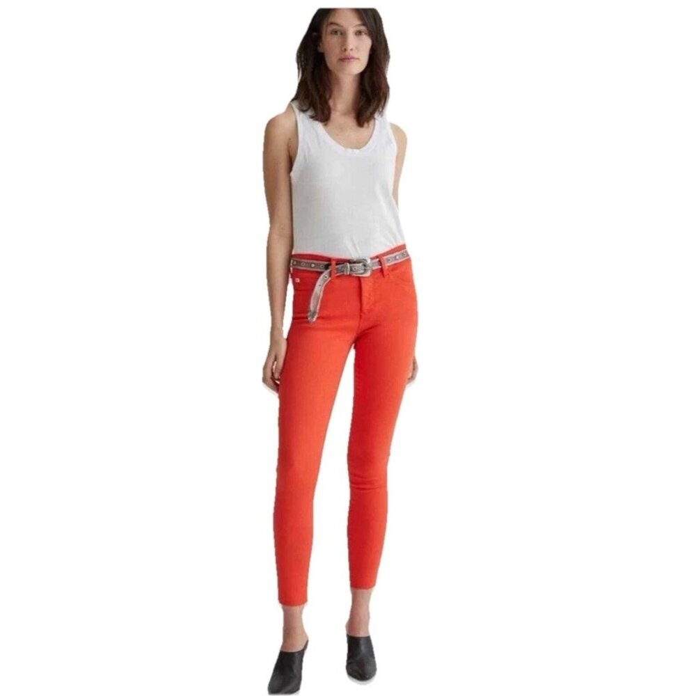 AG ADRIANO GOLDSCHMIED Molten Coral ""The Legging Super Skinny" Jeans Sz 27R